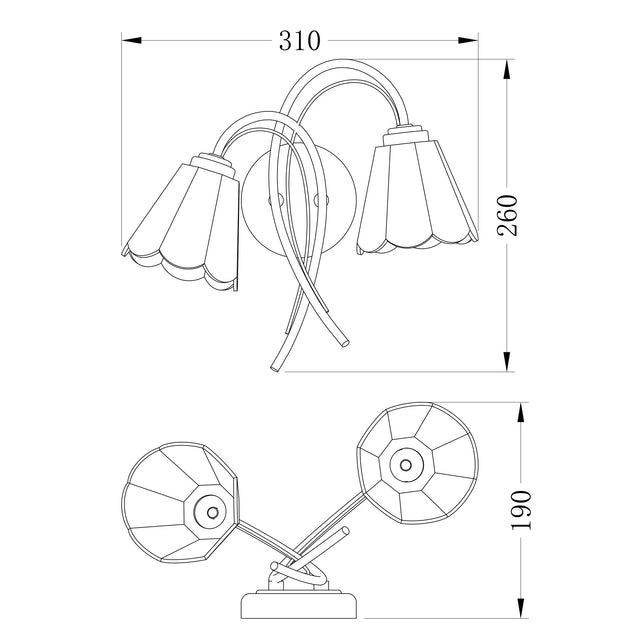 Coraline Double Light Wall Light Brass & Multicolour - LL002WL021MC