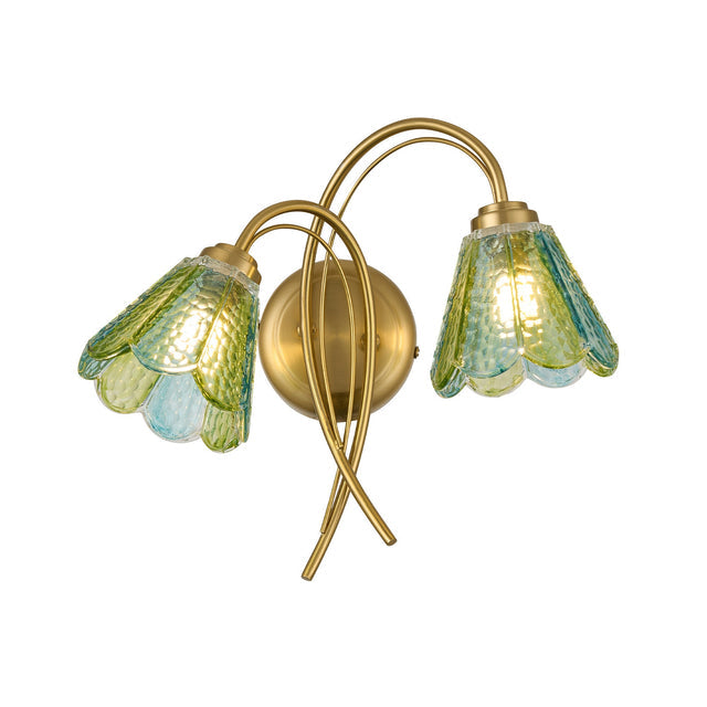 Coraline Double Light Wall Light Brass & Multicolour - LL002WL021MC