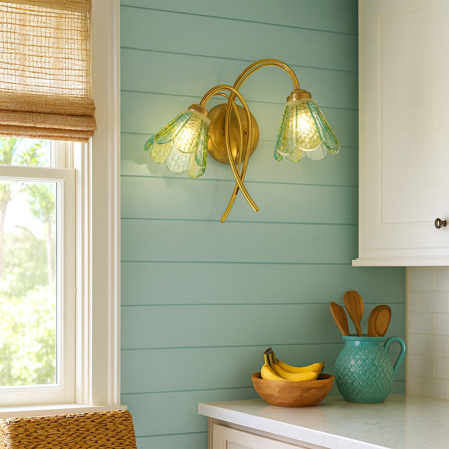 Coraline Double Light Wall Light Brass & Multicolour - LL002WL021MC