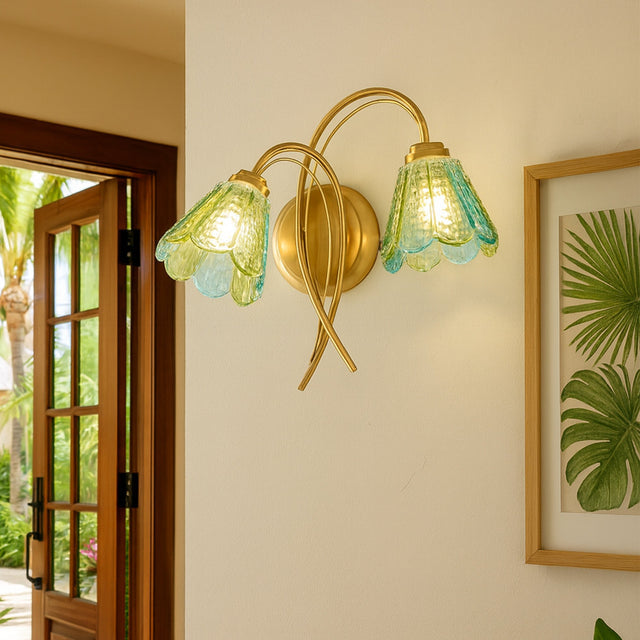 Coraline Double Light Wall Light Brass & Multicolour - LL002WL021MC