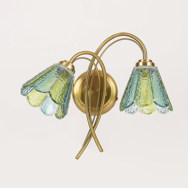 Coraline Double Light Wall Light Brass & Multicolour - LL002WL021MC