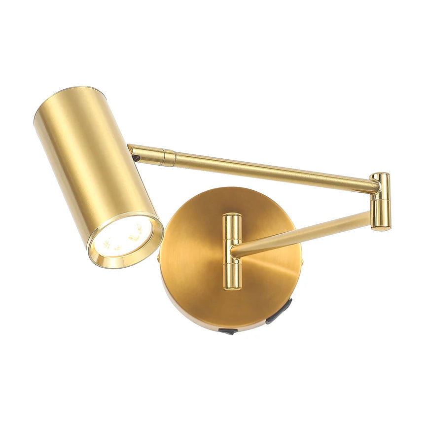 Beatrice Swing Arm Wall Lamp With Charging Ports Brass - LL002WL027BR