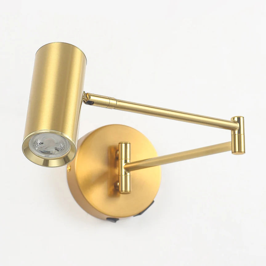 Beatrice Swing Arm Wall Lamp With Charging Ports Brass - LL002WL027BR
