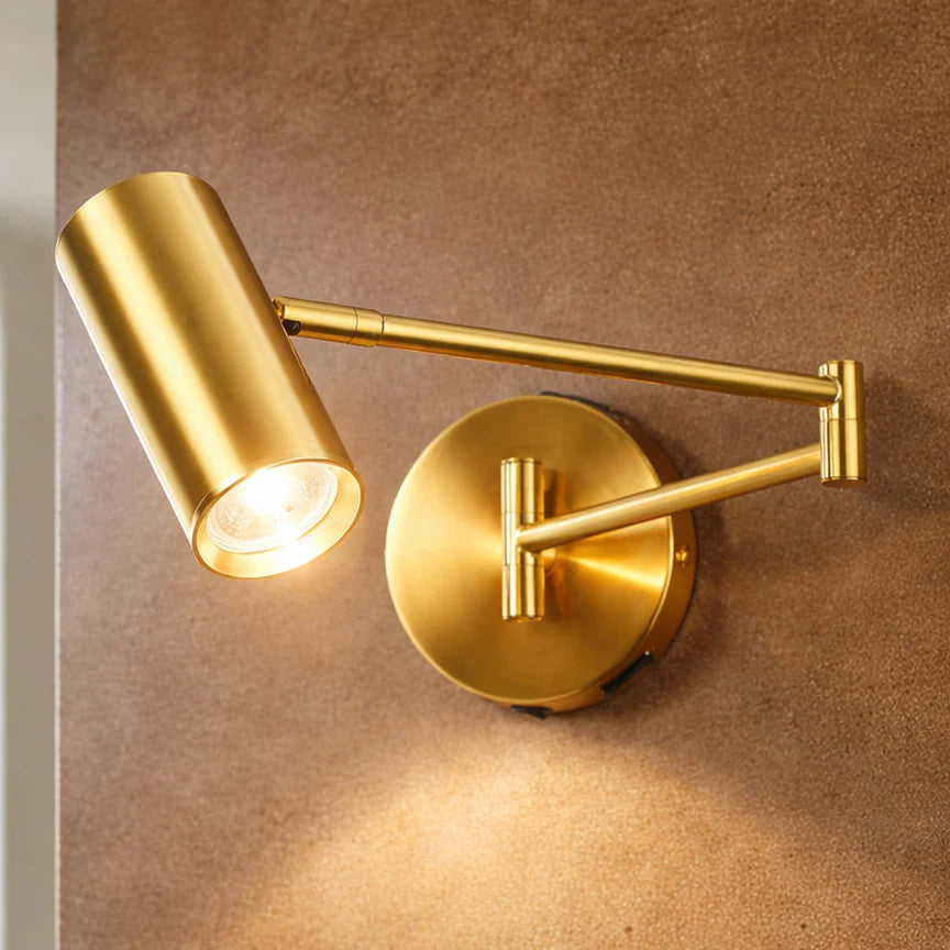 Beatrice Swing Arm Wall Lamp With Charging Ports Brass - LL002WL027BR