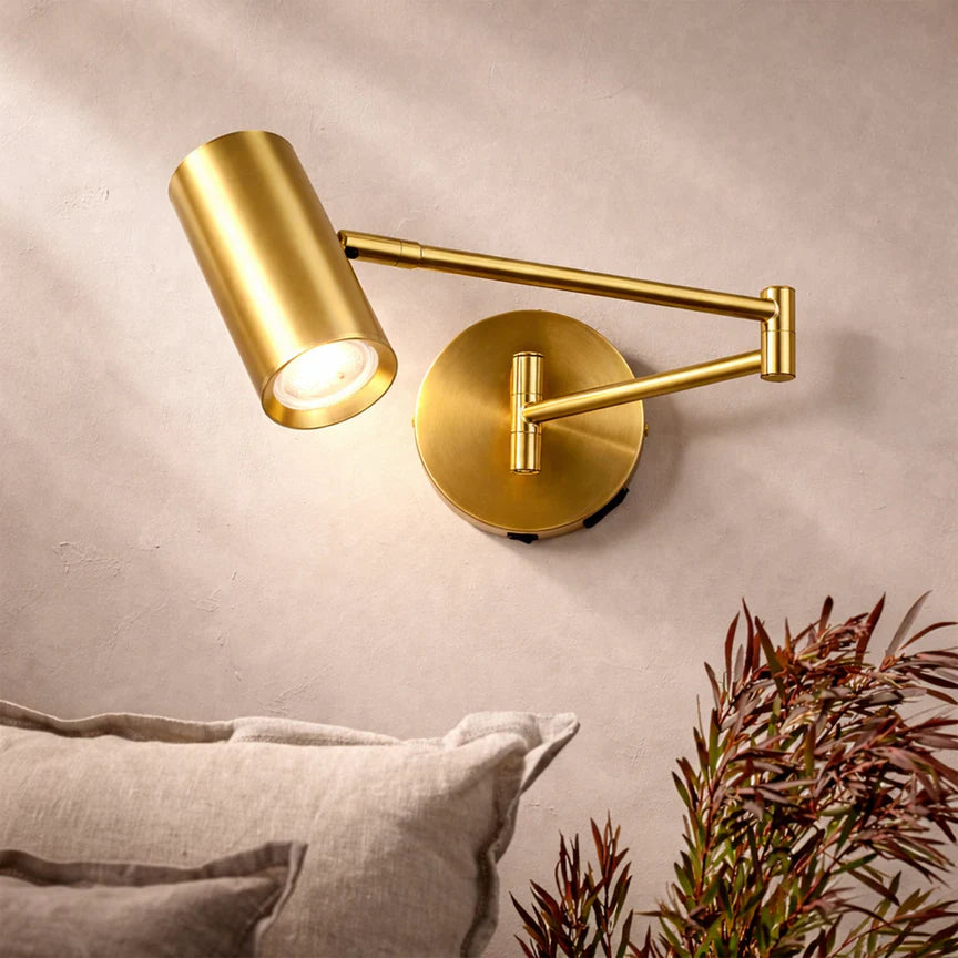 Beatrice Swing Arm Wall Lamp With Charging Ports Brass - LL002WL027BR