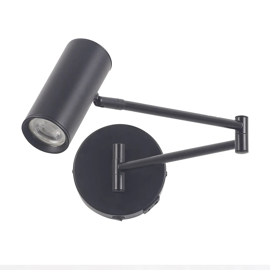 Beatrice Swing Arm Wall Lamp With Charging Ports Black - LL002WL027B