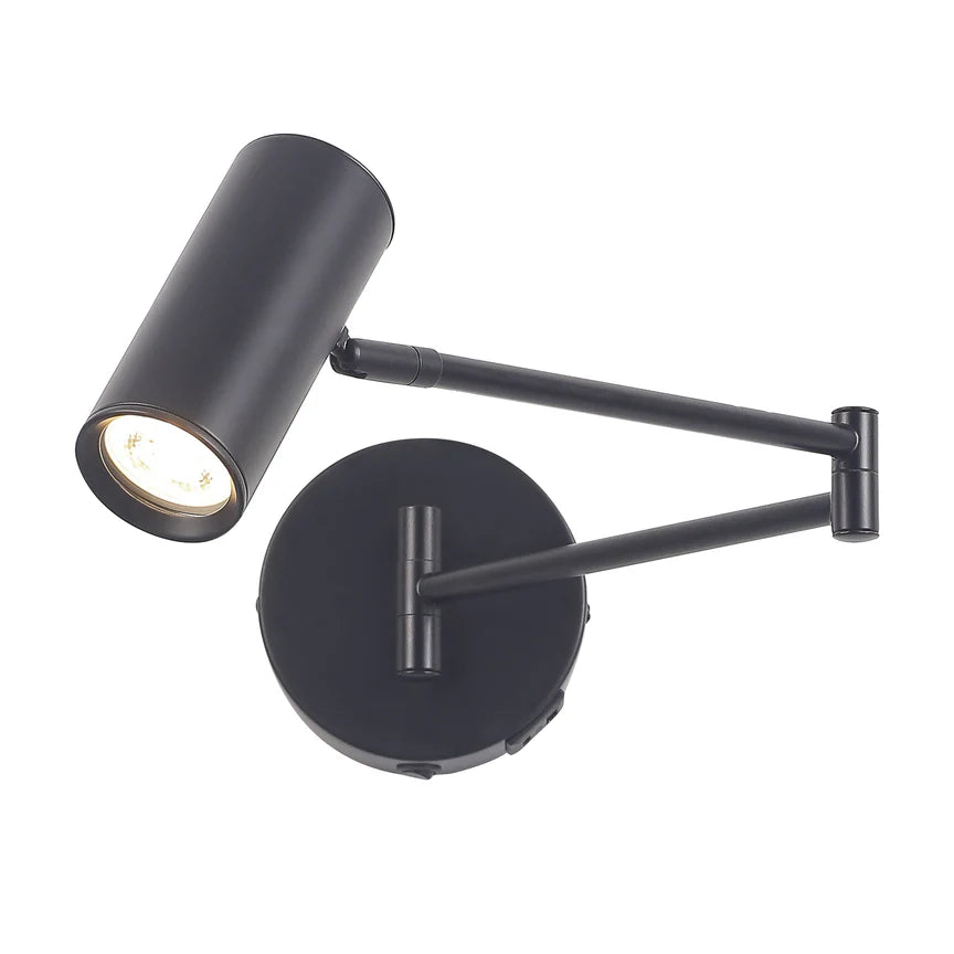 Beatrice Swing Arm Wall Lamp With Charging Ports Black - LL002WL027B
