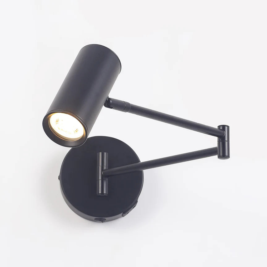 Beatrice Swing Arm Wall Lamp With Charging Ports Black - LL002WL027B