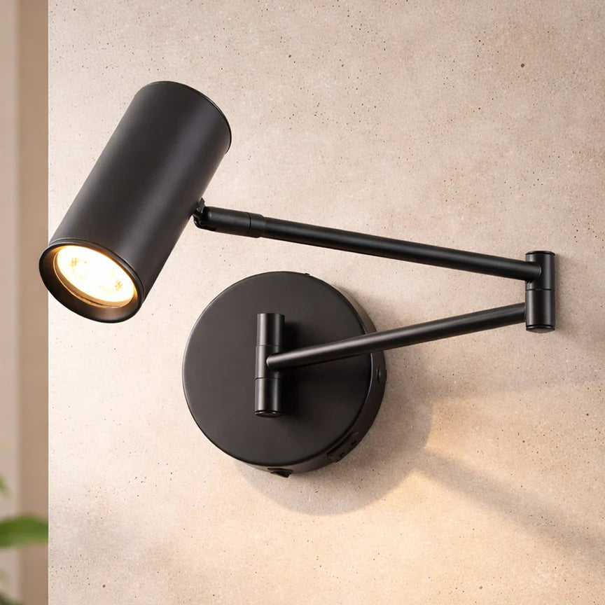 Beatrice Swing Arm Wall Lamp With Charging Ports Black - LL002WL027B