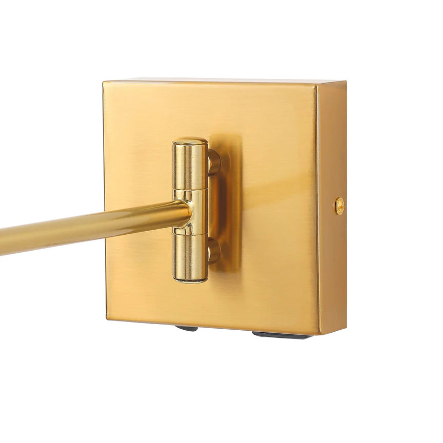Elspet Swing Arm Wall Lamp With Charging Ports Brass & Linen - LL002WL028BR
