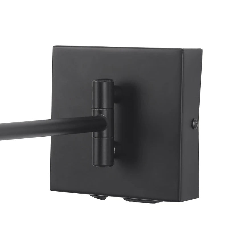 Elspet Swing Arm Wall Lamp With Charging Ports Matte Black & Linen - LL002WL028B
