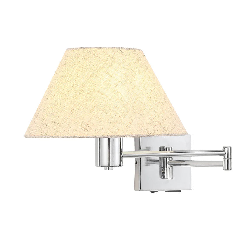 Elspet Swing Arm Wall Lamp With Charging Ports Chrome & Linen - LL002WL028CH