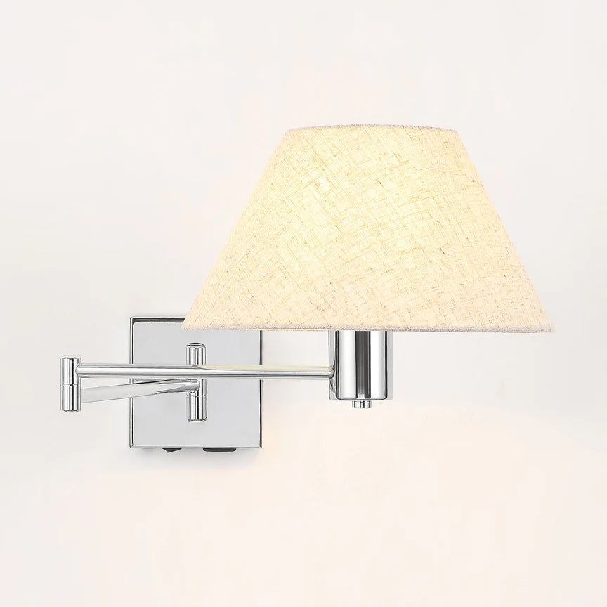 Elspet Swing Arm Wall Lamp With Charging Ports Chrome & Linen - LL002WL028CH