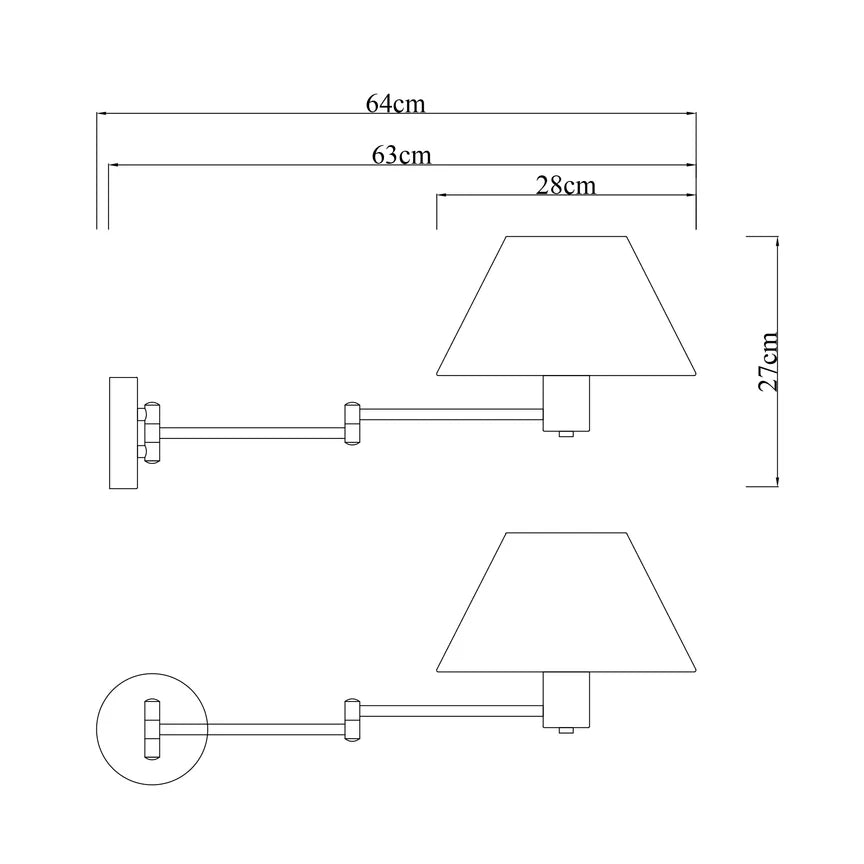 Elspet Swing Arm Wall Lamp With Charging Ports Chrome & Linen - LL002WL028CH