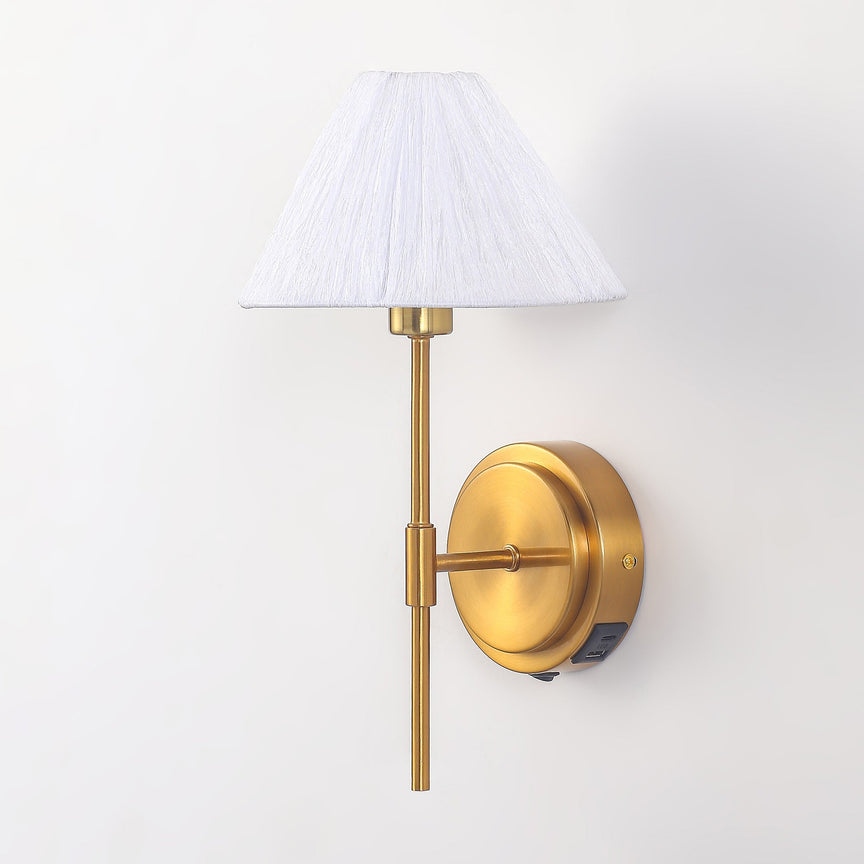 Sigrid Reading Wall Lamp With Charging Ports Brass & White - LL002WL032
