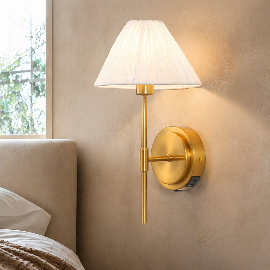 Sigrid Reading Wall Lamp With Charging Ports Brass & White - LL002WL032