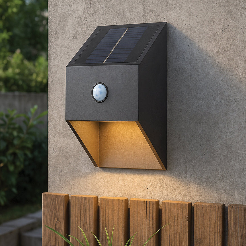 Velto Solar LED Exterior Wall Light With PIR Sensor 2W 300K Black - LLOL004