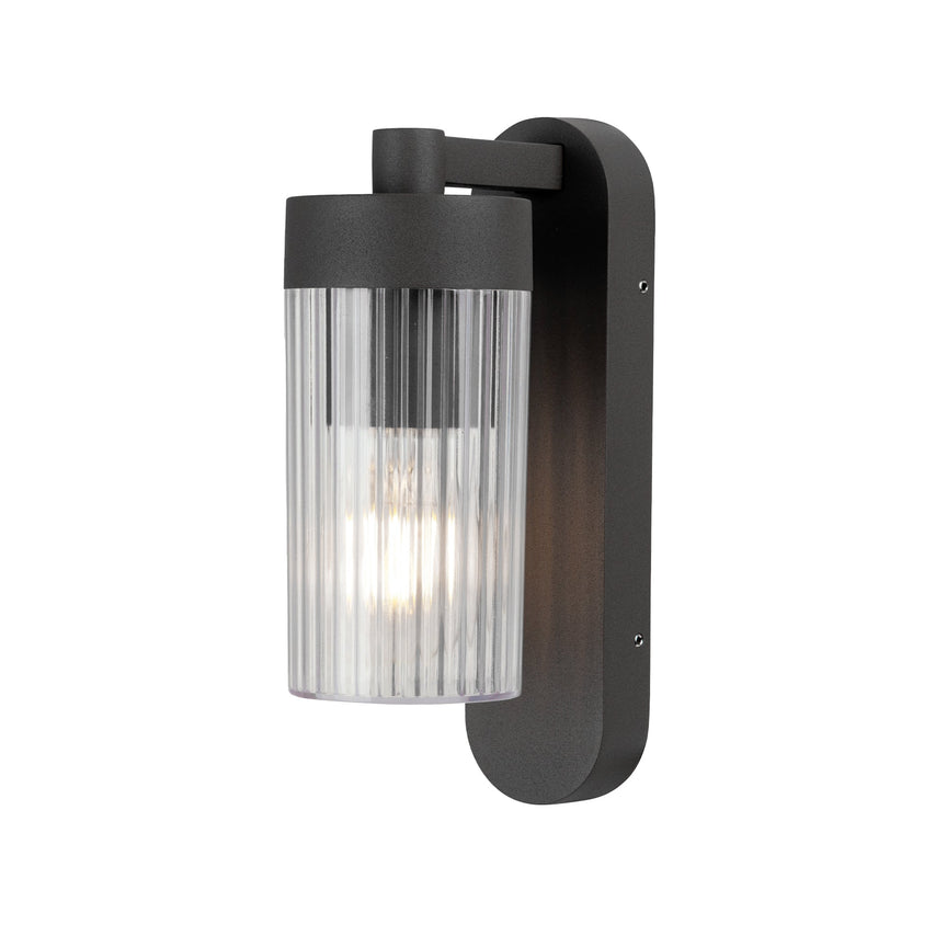 Orion Ribbed Shade Exterior Wall Light Black - LLOL009