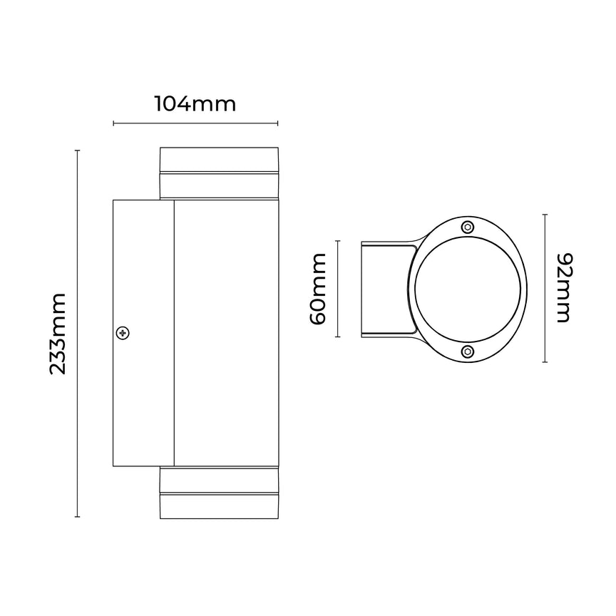 Mira LED Up & Down Wall Light 6W Tri Colour Black - LLOL012