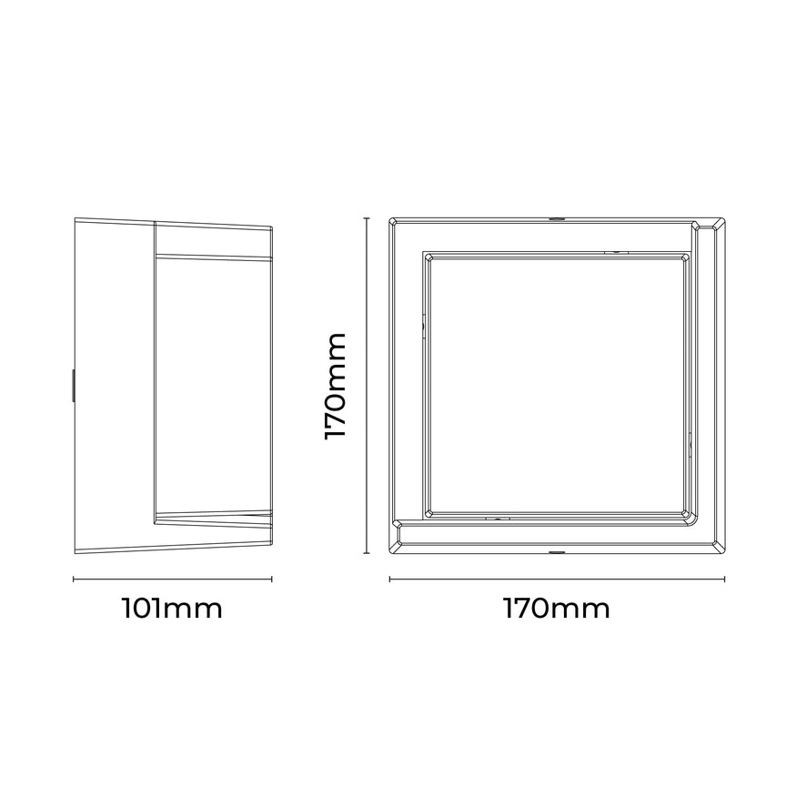 Tivor Square LED Wall Light 10W TRI Colour Black - LLOL019