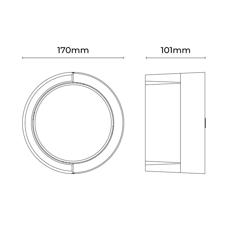 Aven Round LED Wall Light 10W TRI Colour Black - LLOL020