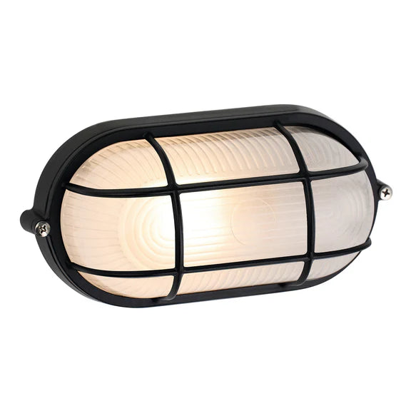 Rhelia Oval Caged Outdoor Bunker Light Black - LLOL022BK