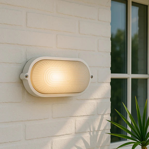 Ezra Oval Outdoor Bunker Light White - LLOL024W
