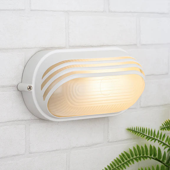Virell Oval Louvered Outdoor Bunker Light White - LLOL025W