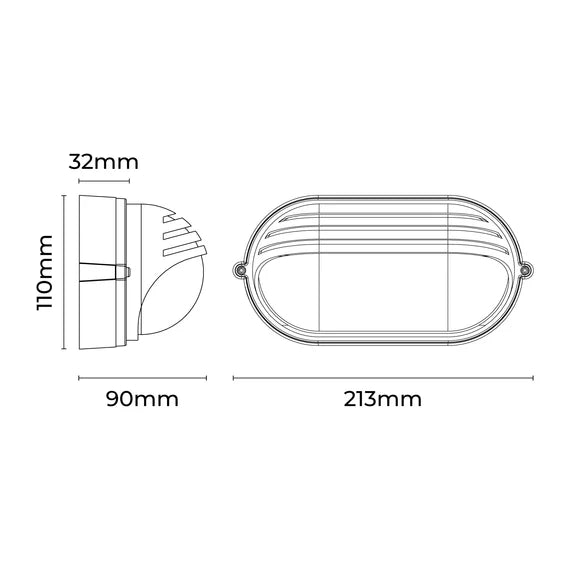 Virell Oval Louvered Outdoor Bunker Light White - LLOL025W