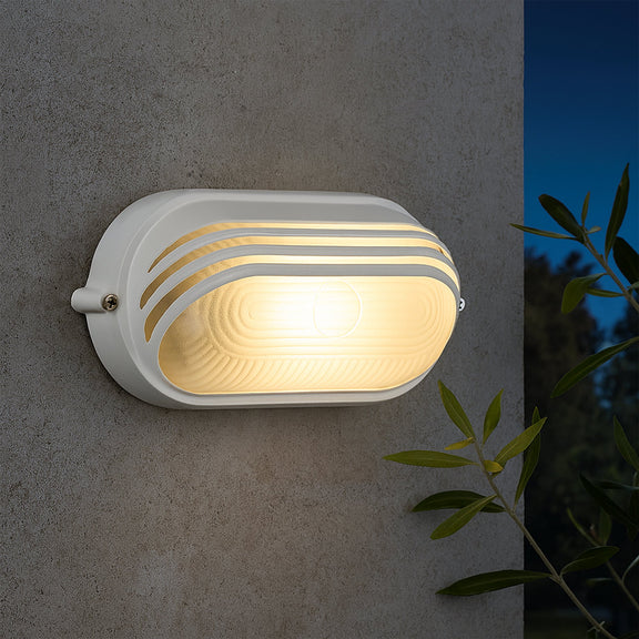 Virell Oval Louvered Outdoor Bunker Light White - LLOL025W