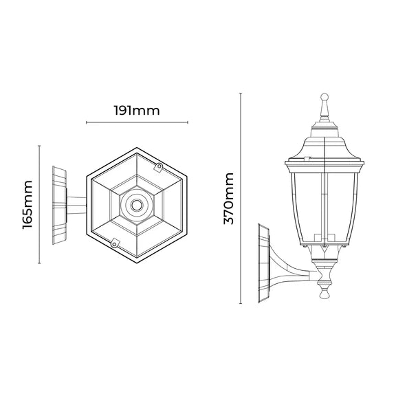 Sylva Up Outdoor Wall Light Black - LLOL029BK