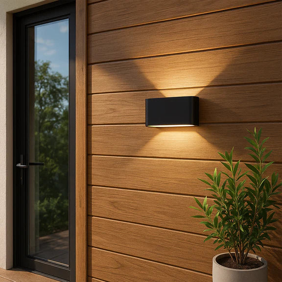 Elaro Large LED Up & Down Wall Light 10W TRI Color Black - LLOL031BK