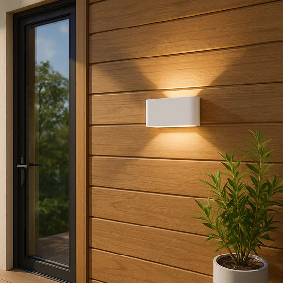 Elaro Large LED Up & Down Wall Light 10W TRI Color White - LLOL031W