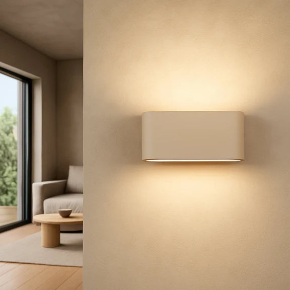 Elaro Large LED Up & Down Wall Light 10W TRI Color White - LLOL031W