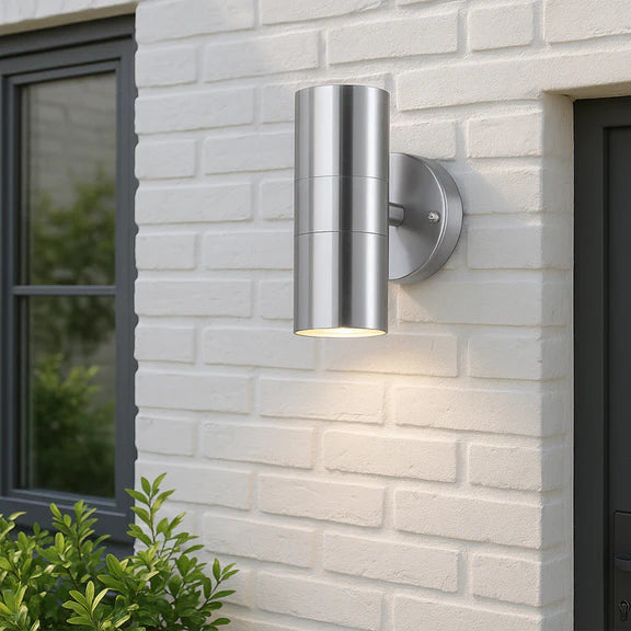 Zyven 2 Light Up & Down Outdoor Wall Light Polished Silver - LLOL033S