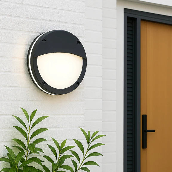 Omira Large LED Outdoor Bunker Light With Eyelid 12W TRI Color Black - LLOL035L