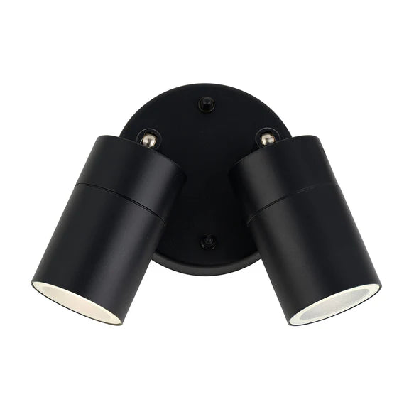 Zyven 2 Light Adjustable Outdoor Wall Spotlight Black - LLOL037BK