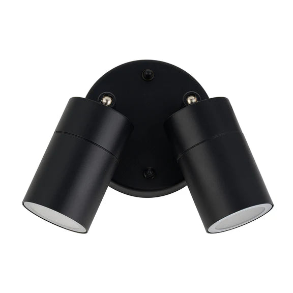 Zyven 2 Light Adjustable Outdoor Wall Spotlight Black - LLOL037BK