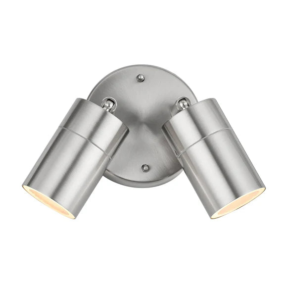 Zyven 2 Light Adjustable Outdoor Wall Spotlight Polished Silver - LLOL037S