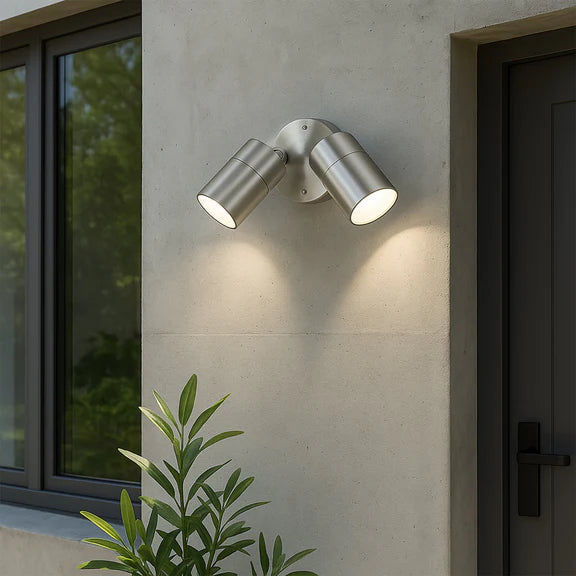 Zyven 2 Light Adjustable Outdoor Wall Spotlight Polished Silver - LLOL037S