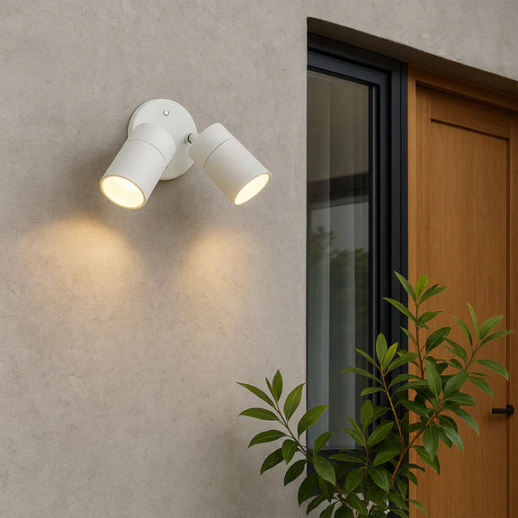 Zyven 2 Light Adjustable Outdoor Wall Spotlight White - LLOL037W