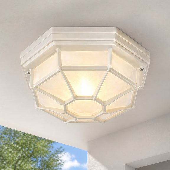 Alaya Outdoor Mounted Ceiling Light Matte Beige & Frosted - LLOL047BE