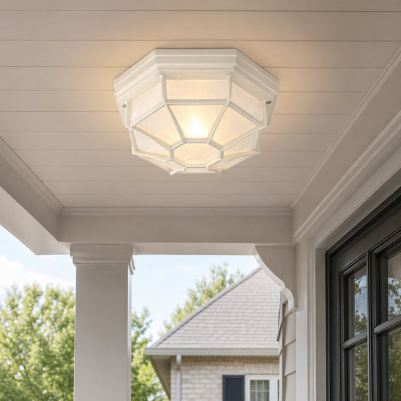 Alaya Outdoor Mounted Ceiling Light Matte Beige & Frosted - LLOL047BE