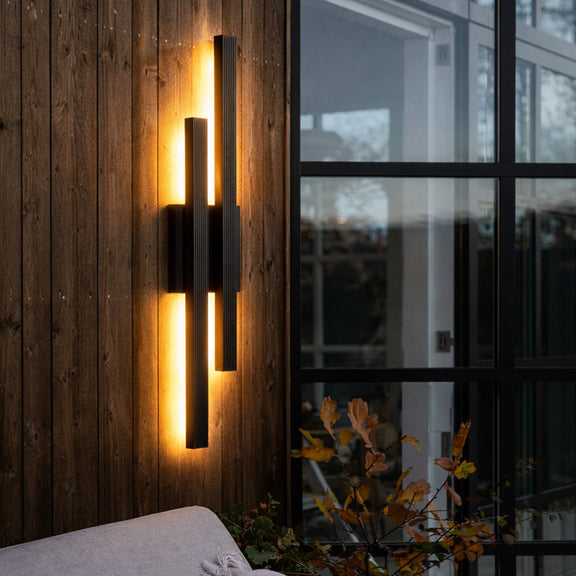 Hera Double Light LED Outdoor Wall Light 21W 3000K Matte Black - LLOL049B