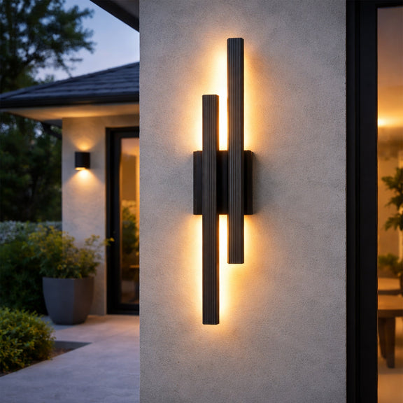 Hera Double Light LED Outdoor Wall Light 21W 3000K Matte Black - LLOL049B