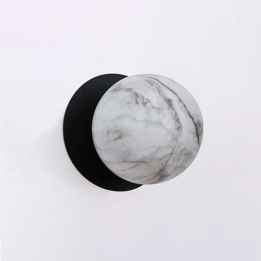 Odessa Small LED Wall Light 8.5W 3000K Marble Opal & Matt Black - LM002WL002