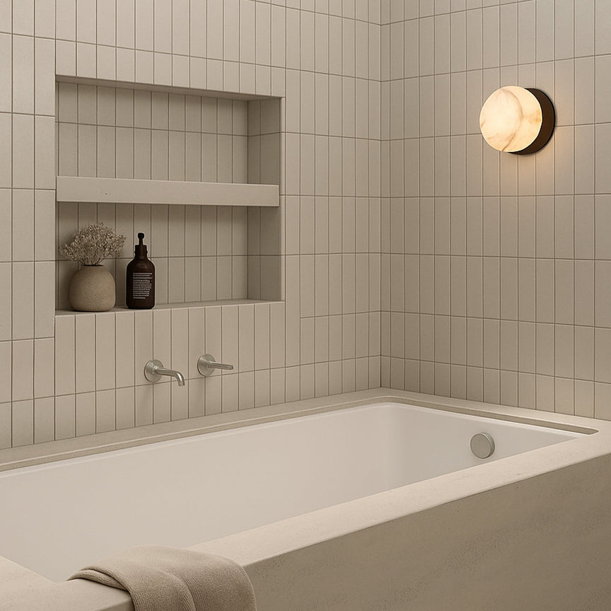 Odessa Small LED Wall Light 8.5W 3000K Marble Opal & Matt Black - LM002WL002