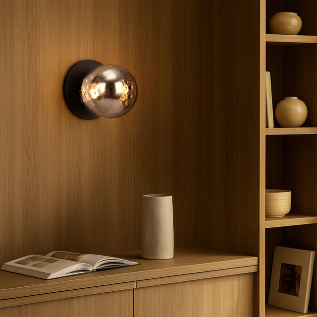 Odessa Small Molten Ripple LED Wall Light 8.5W 3000K Smoky & Matt Black - LM002WL003