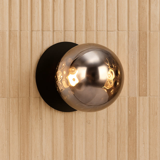 Odessa Small Molten Ripple LED Wall Light 8.5W 3000K Smoky & Matt Black - LM002WL003