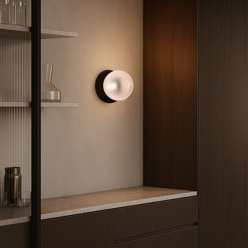 Odessa Small Diamond Cut LED Wall Light 8.5W 3000K Clear & Matt Black - LM002WL004
